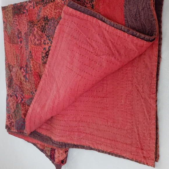 Unique Gorgeous King Size Vintage Patchwork Batik Bedspread from India - Picture 7 of 15